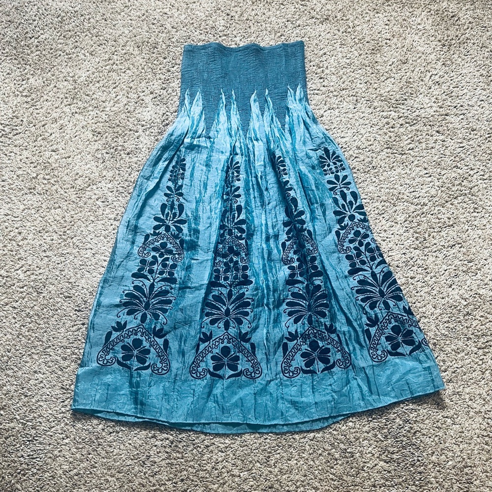 Blue Lapis Strapless Dress